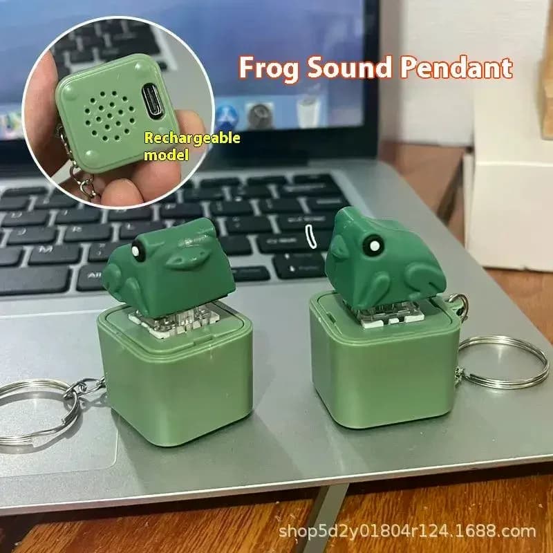 Funny Croaking Frog Duck Keychain Rechargeable Keyboard Fidget Clicker Sound Keyring With LED Light For Stress Relief