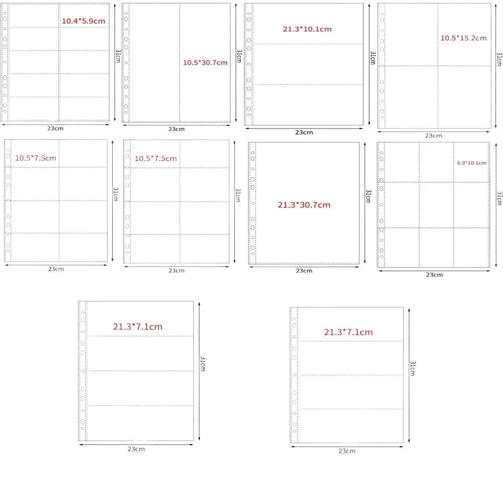 10Pcs A4 Kpop Binder Sheets Multiple Pockets Sleeve PP Acid Free Photo Album Refill Pages Card Stamp Die Jewelry Storage