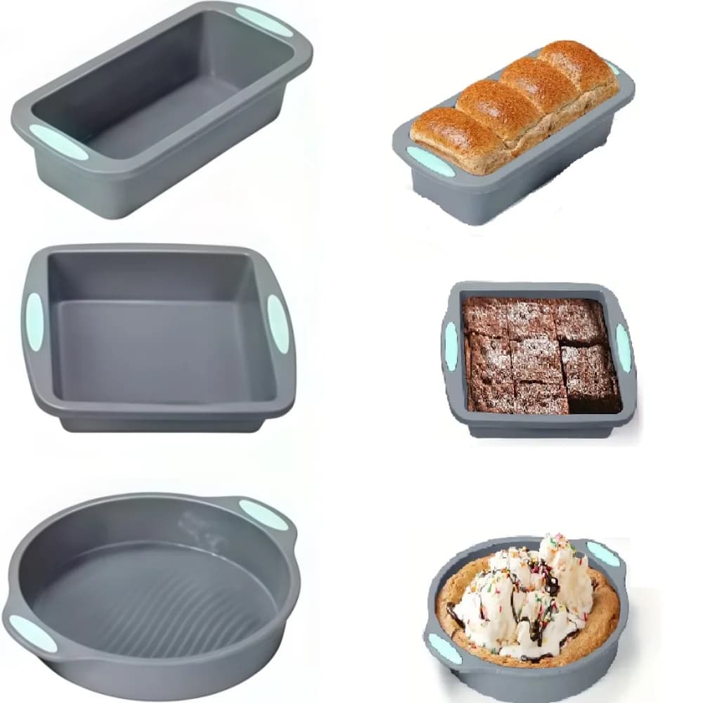 Silicone round cake tray, non-stick silicone baking tray set, food-grade cake mold, metal reinforced frame, stronger