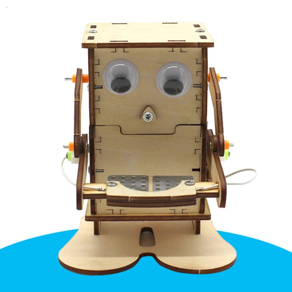 DIY Robot Eating Coin Wood Model Teaching Learning Stem Project Kit for Science Experiment Education Toy Wooden Assemble Kit