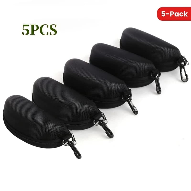5pack Portable Zipper Sunglasses Protector Box Eye Glasses Case Box Oxford Travel Pack Glasses Case Accessories With Hook