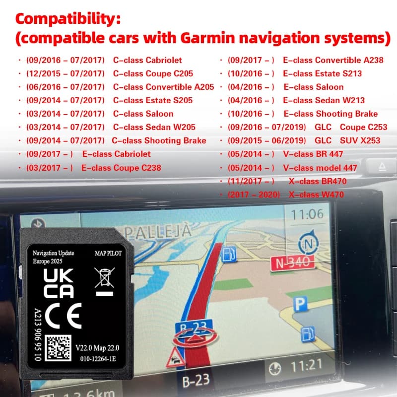 A2139069510 V22 Suitable for Mercedes GLC C E V X-class Car Sat Nav GPS Update 2026 Map Europe SD Card