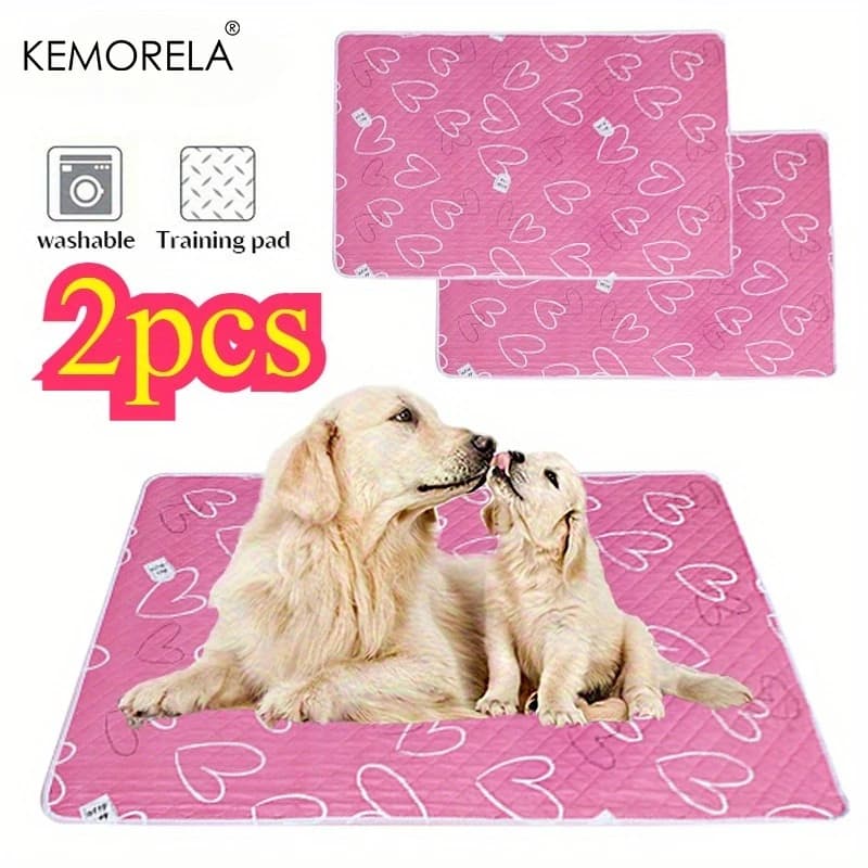 2PCS Extra Large Reusable Pet Pee Liner Non-Slip Easy Clean Mat, Machine Washable Polyester for Dogs,Rabbits,Guinea Pigs Hamster