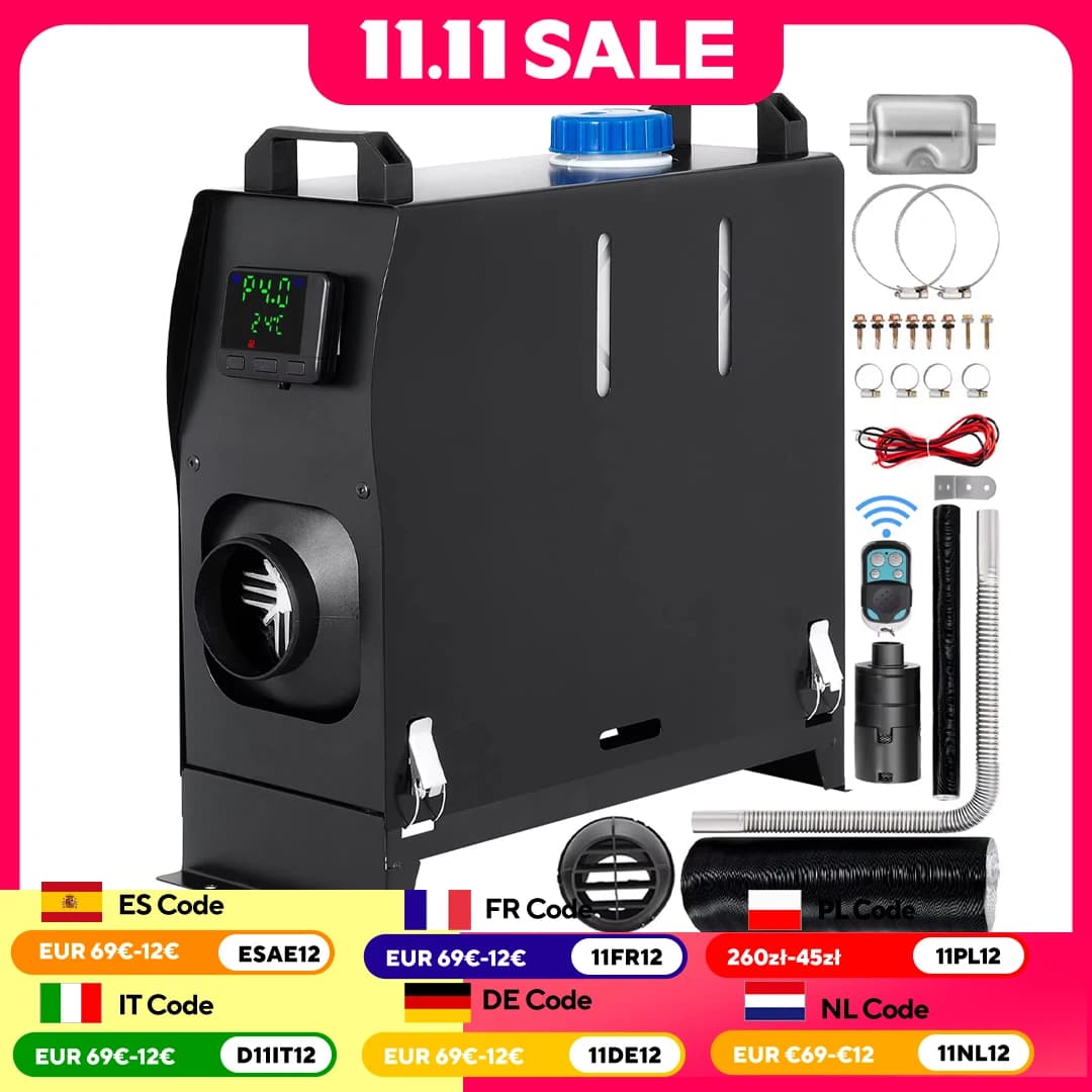 VEVOR 8KW Diesel Air Heater All in One 12V Diesel Parking Heater Silencer 5000W Diesel Heater Remote Control with LCD Switch