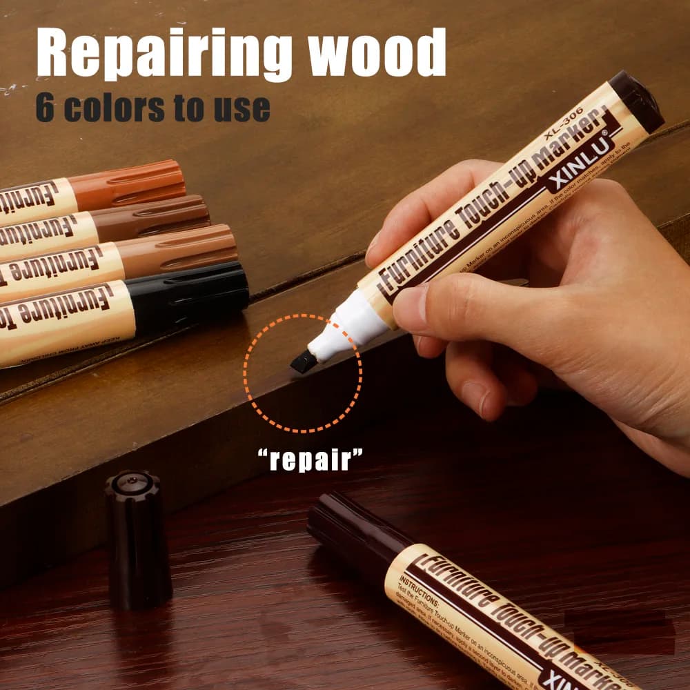6 Colors Wooden Furniture Repair Paint Markers Restoration Vintage Furniture Wooden Floors Table Repair for Oak Maple Ect