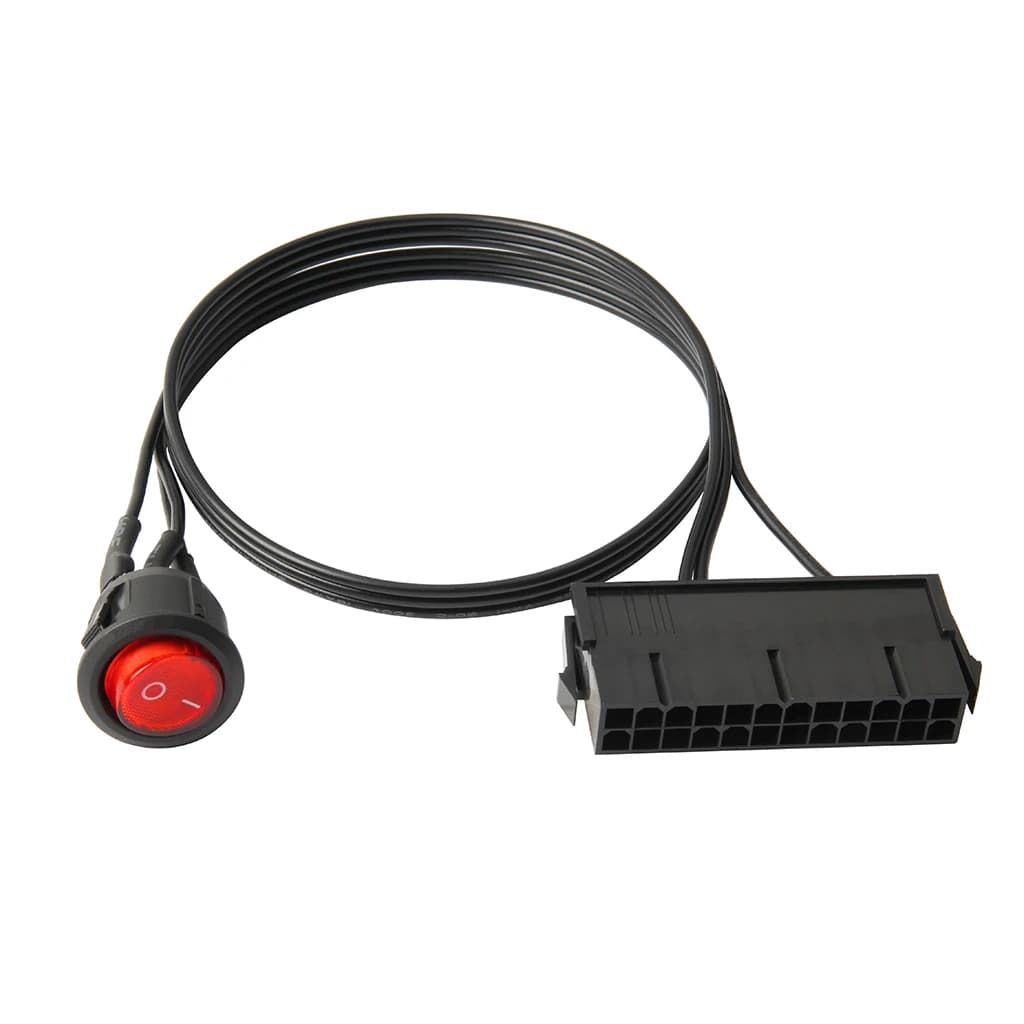 Power Supply 24P Start Line Test 24-Pin ATX Red LED Power On/Off Switch Jumper Bridge Cable 50cm