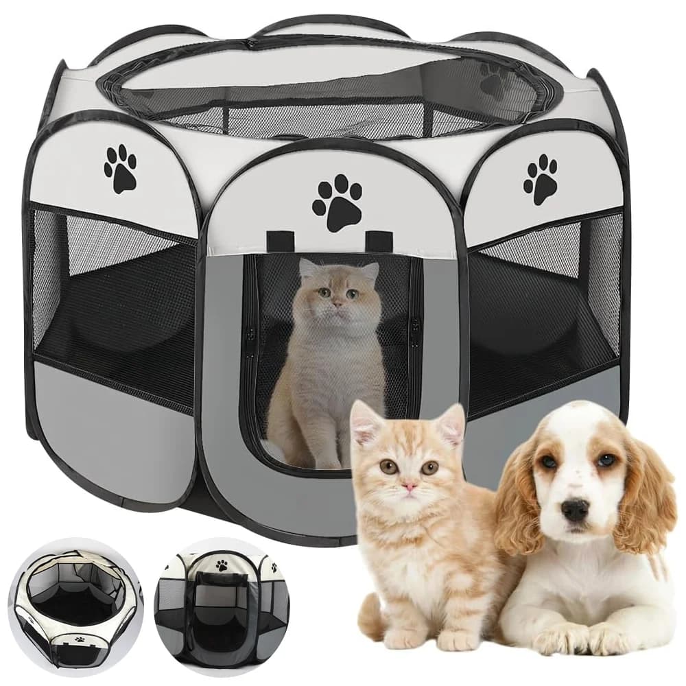 Portable Foldable Pet Tent Kennel Octagonal Fence Puppy Shelter Outdoor Playpen Dog Cages Cat Fences Pet Supplies