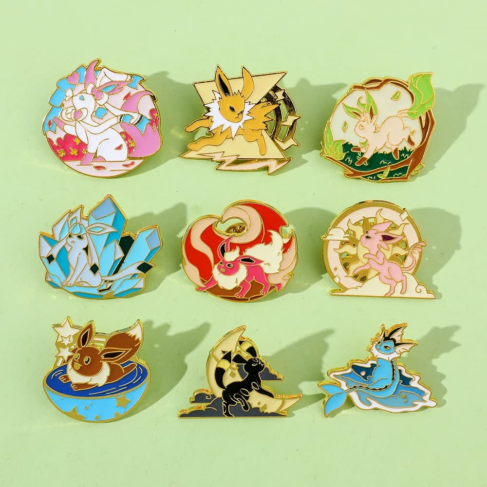 Anime Eeveelution Eevee Enamel Pins, Cartoon Metal Brooch, Badge Fashion Jewelry, Clothes Hat, Backpack Accessory Gifts