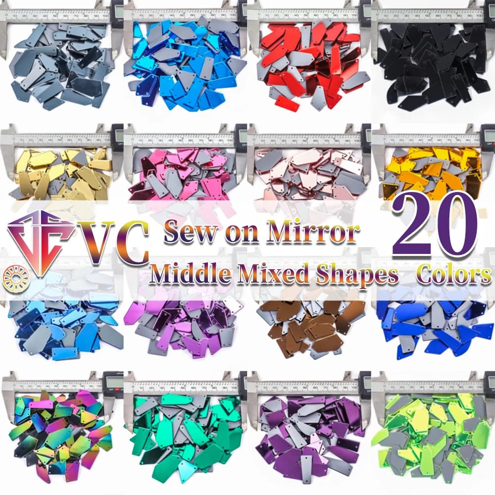 VC  Mix Size New Clear Crystals Sewing Mirror Rhinestone Applique Flatback Acrylic Strass On Stone for Clothes