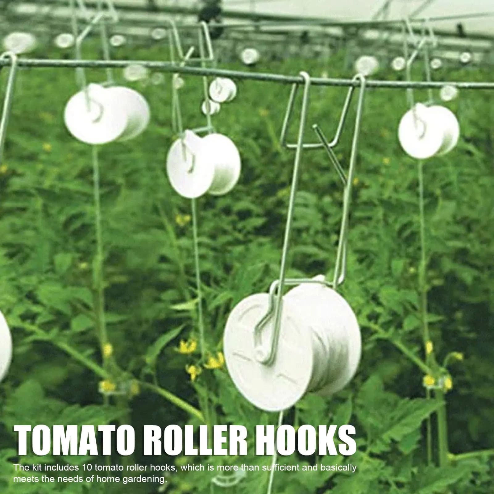 10Pcs/set Garden Plant Roller Hooks Tomato Support Hooks Kits Support String Rope For Tomatoes Eggplants Watermelons Peppers