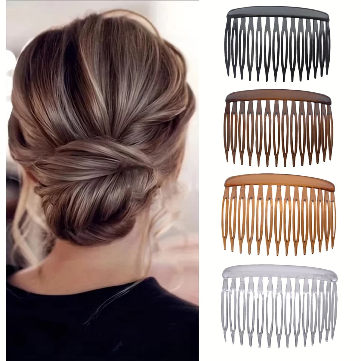 4/12Pcs French 14 Teeth Hair Comb Hair Accessories Straight Teeth Hair Clip Hair Side Comb Bridal Wedding Veil Comb Retro Effect