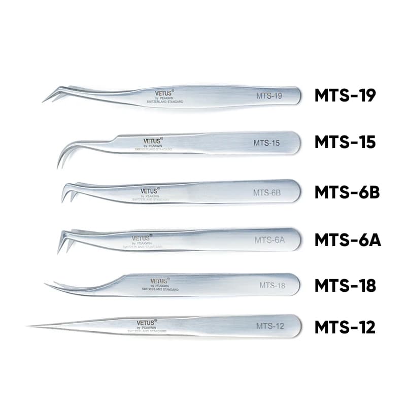 1 Pc VETUS New MTS Eyelash Tweezers Stainless Steel Anti Static Super Fine Tip for Eyelash Extension Watch Repair ESD Tweezers