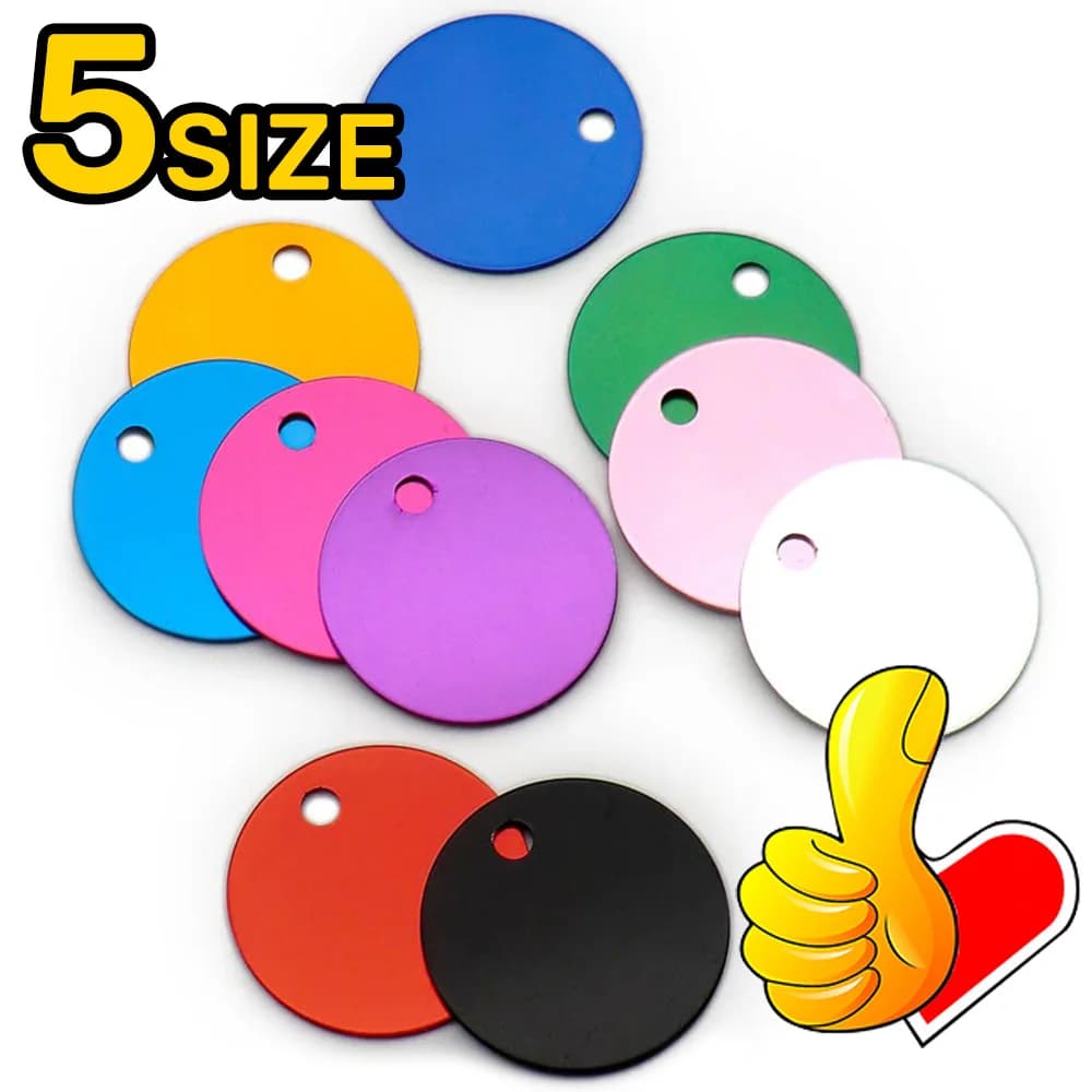 Wholesale 20Pcs Dog Id Tags Round  Aluminum Tag DIY Personalized  Pet Name Plate Engraving Anti-lost Pendant Collar Accessory