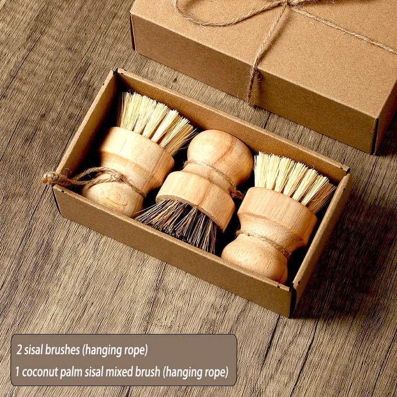 Kitchen Dishwashing Brush Does Not Damage the Pot, Coconut Brown Dishwashing Brush, Kitchen Cleaning Sisal Pot Brush