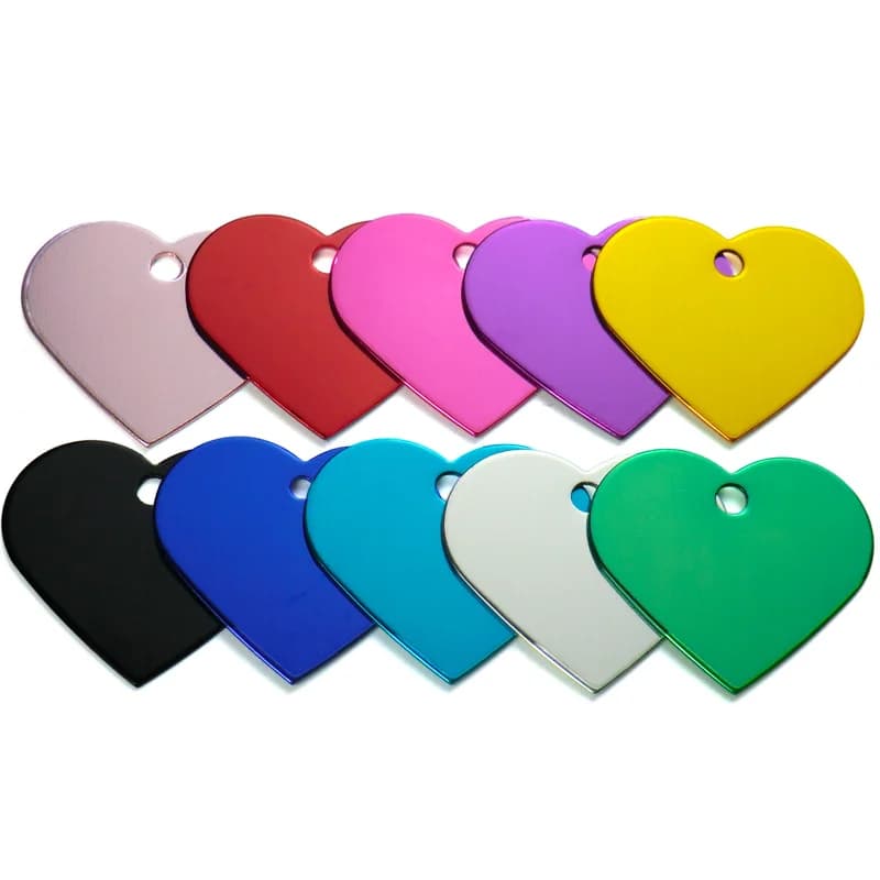Wholesale 100Pcs Heart Pet dog ID Tag collar Personalized Engraving Pet Id  Tags Aluminum Dog Identification Name Address Tags
