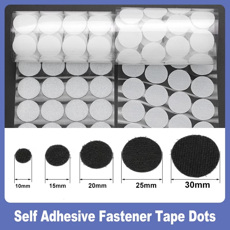 30/102Pairs Self Adhesive Fastener Tape Dots 10/15/20/25/30mm Strong Glue Adhesive Tape Round Coin Hook Loop Tape White Black