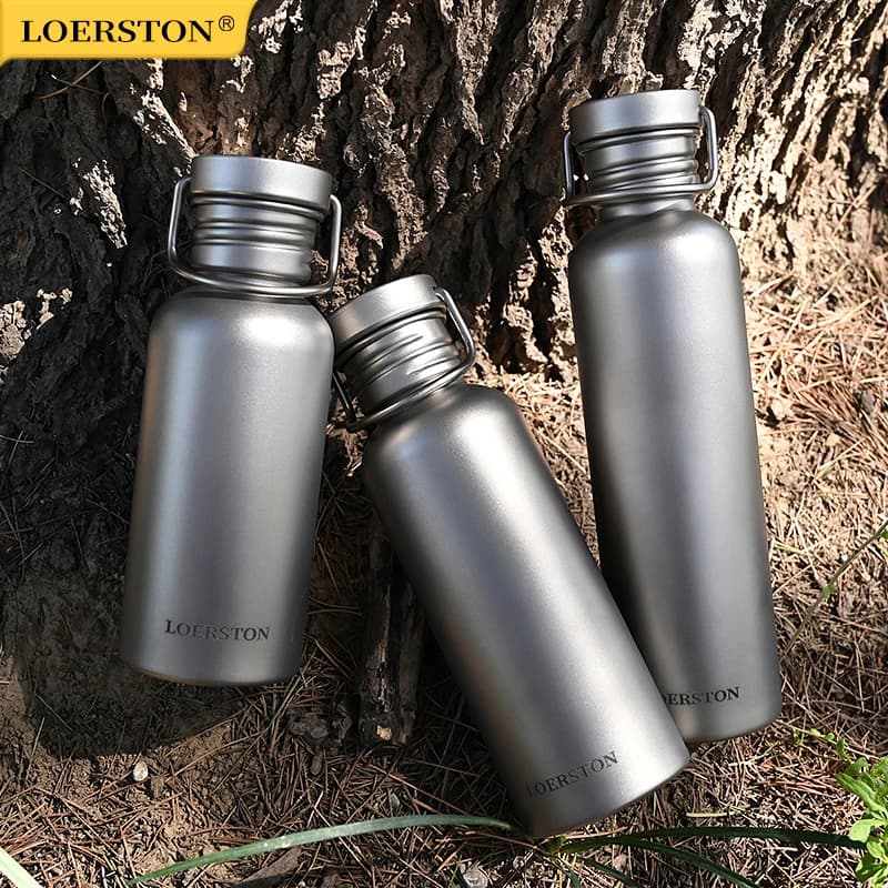 Cycling Portable Sports Water Bottle Pure Titanium Water Bottle Reusable Drinking Bottle for Outdoor Camping Tourism Sports