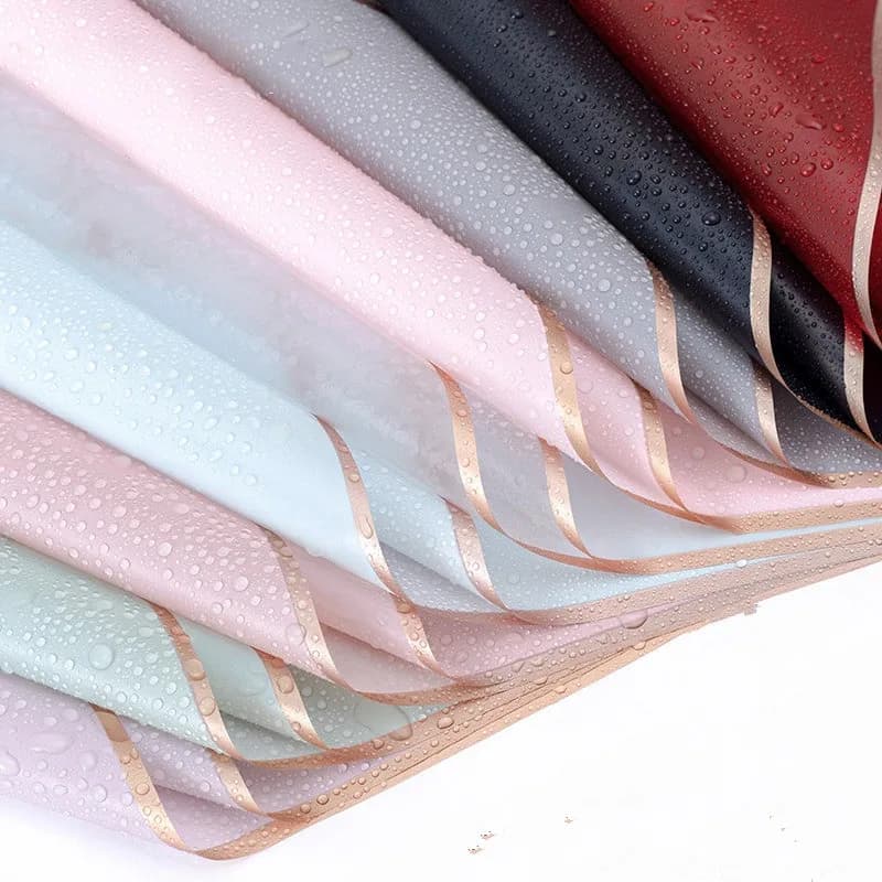 5pcs/pack Flower Wrapping Paper Golden Border Rose Korean Style Half Transparent Gift Packing Florist Bouquet Wrapping Material