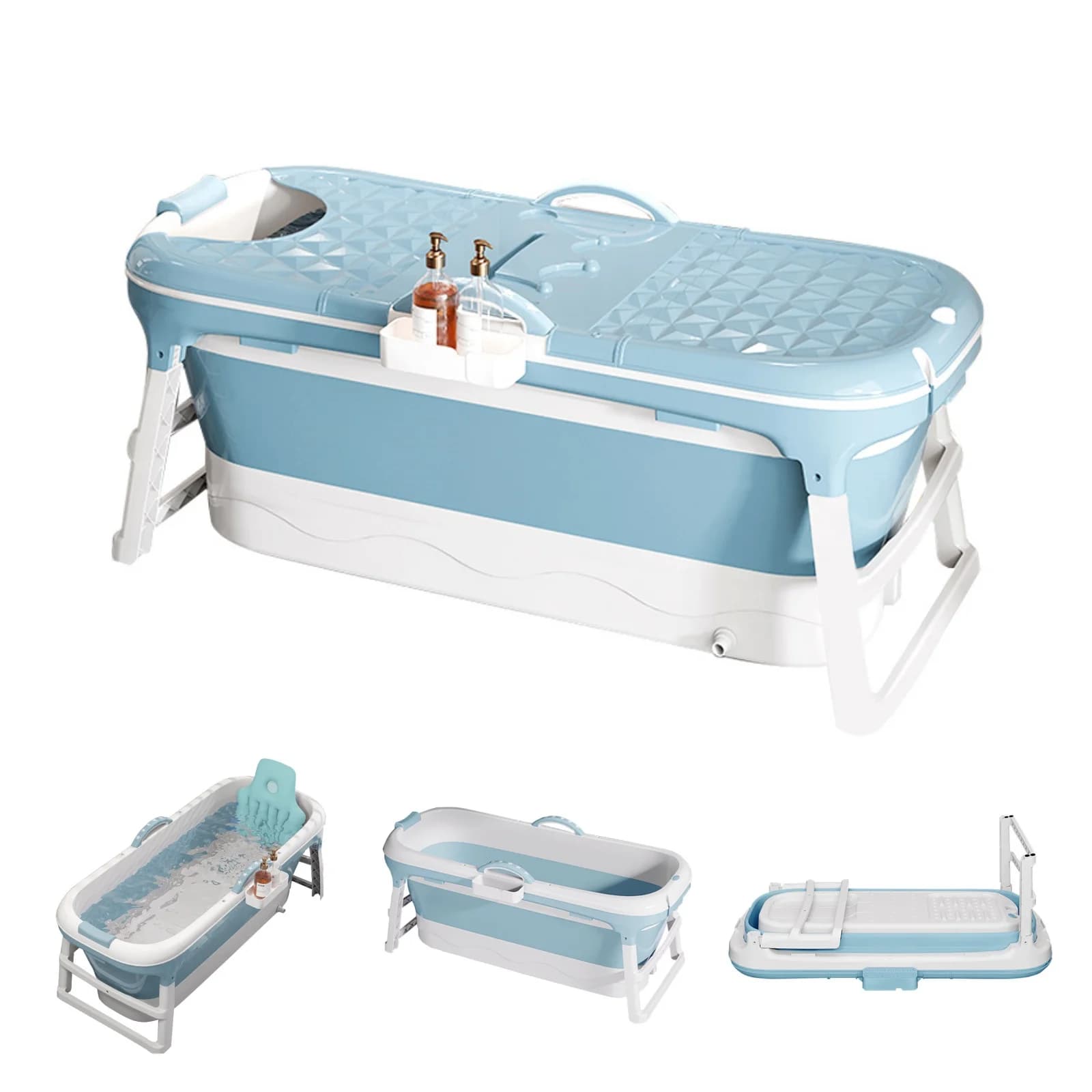 Foldable Bathtub For Adults, Foldable Mobile Bathtub For Bathroom, Shower, And Balcony | With Soap Basket, Portable (118 Cm)