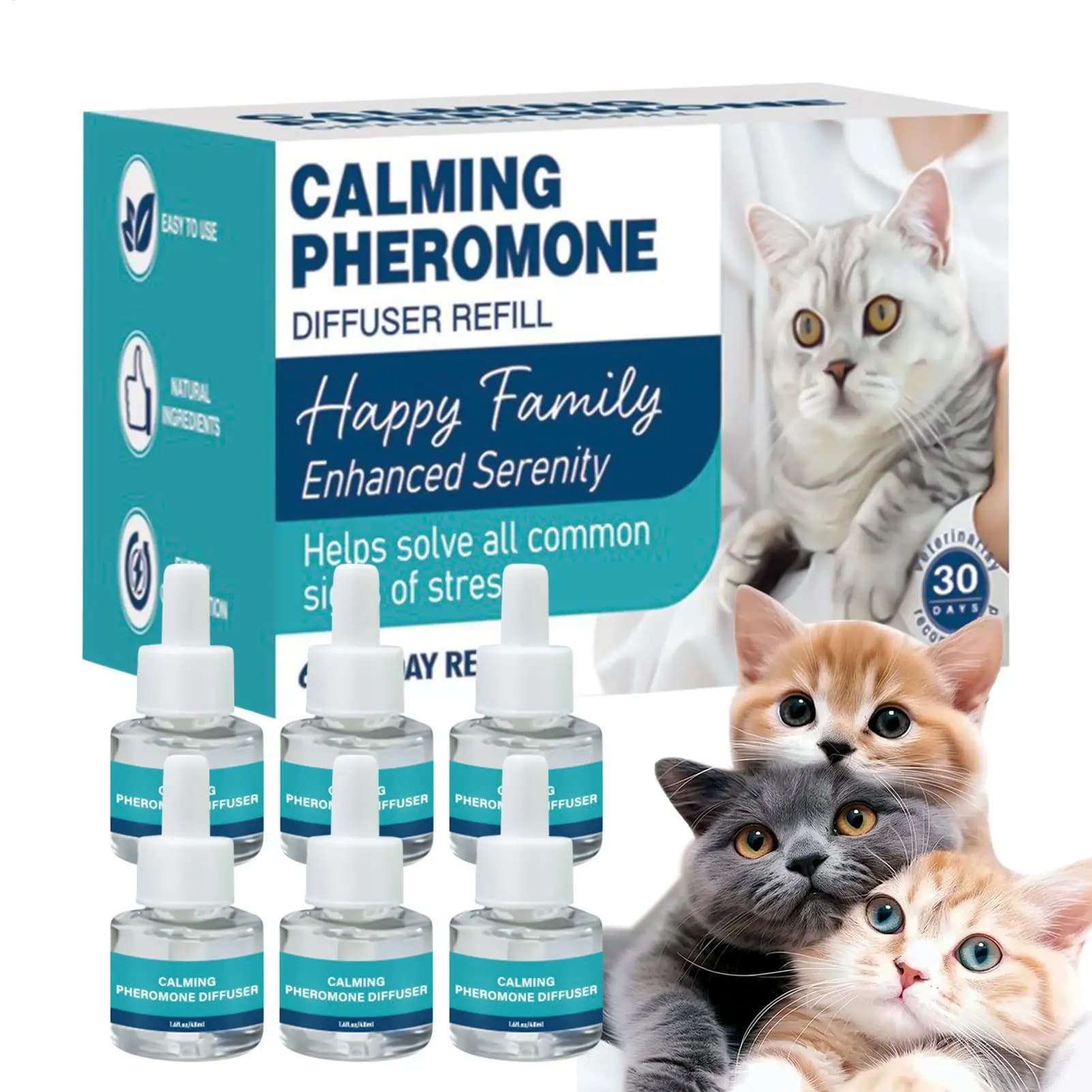 Cat Calming Diffuser Multi-Cat Emotional Soothing Liquid Natural Kitten Calming Relief Solution for Indoor Sleep Fighting