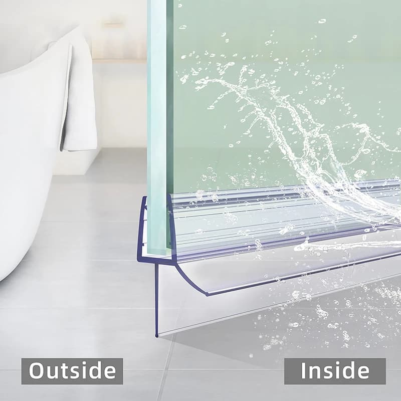 Shower Door Bottom Seal 4-6mm Gaps 50cm*2pcs Glass Screen  Frameless Seal Strip Bathroom Door Sweep Home Improvement
