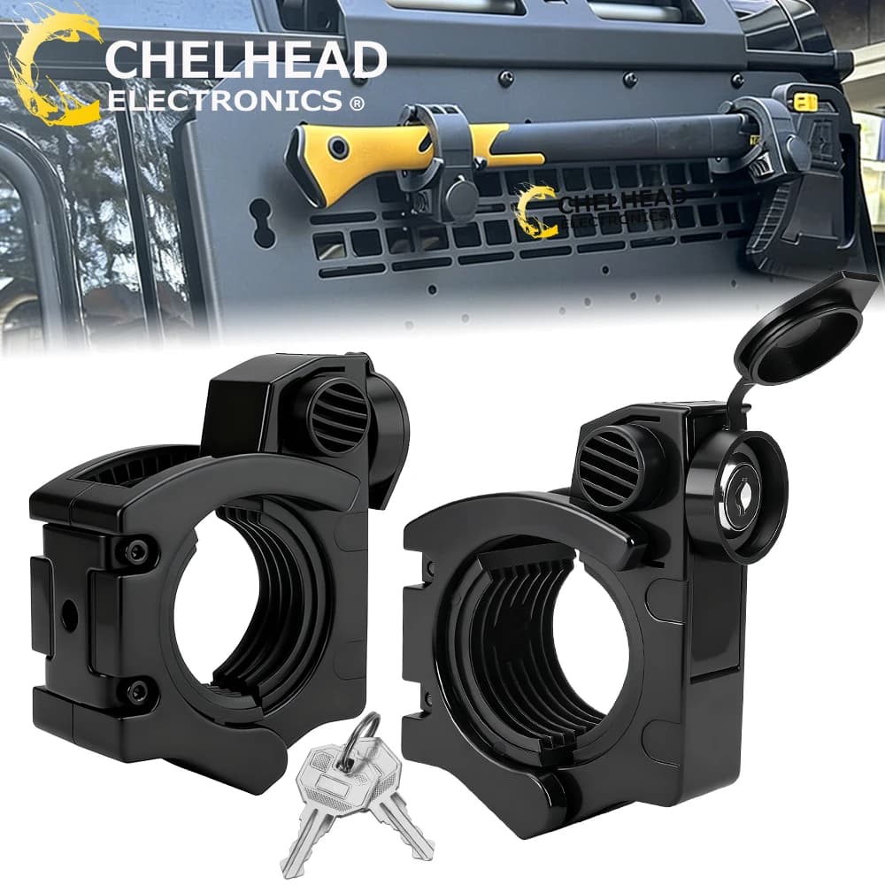 Shovel Holder Rubber Grip Mount Kit with lock Tool Handles 1.18-2.17'' Diameter Quick-Release Bracket for Off-Road SUV ATV Car