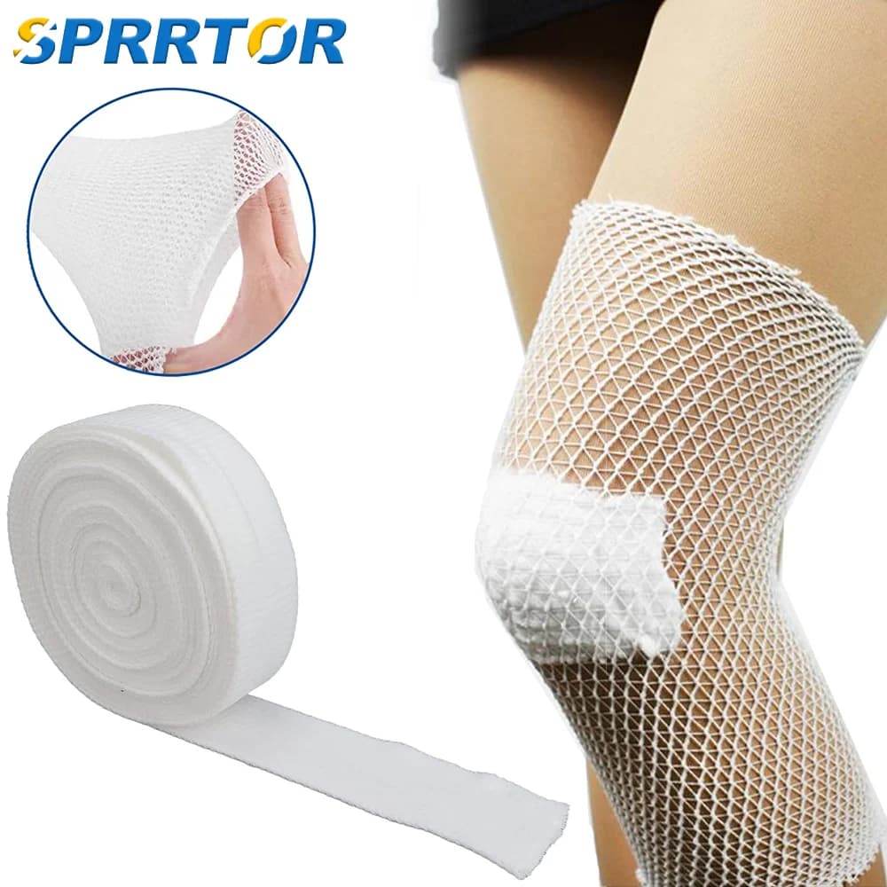 1Roll Elastic Net Wound Dressing Net Tubular Bandage Mesh Tubing Tubular Gauze Fix Breathable Bandage Retainer for Wrist Elbow