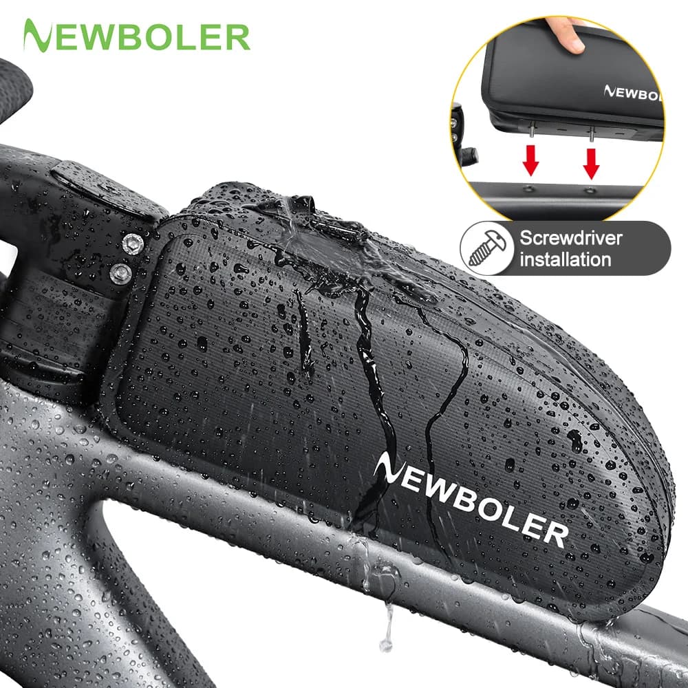 NEWBOLER  Bike Top Tube Bag Gravel Bike Bag With Screws Waterproof PVC Cycling Frame Bag For Road MTB Gravel Bike