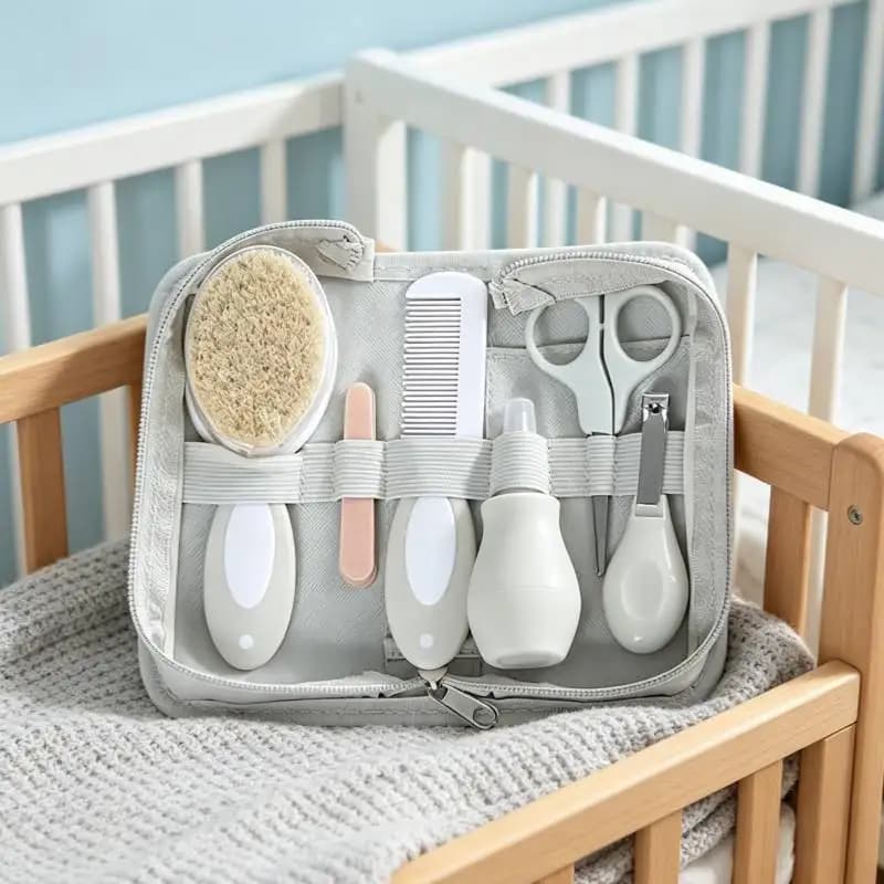 Baby Care Kit Six-Piece Baby Nasal Inhaler Nail Clipper Brush File Comb Scissors Set Daily Cleaning and Care Accessories for Bab