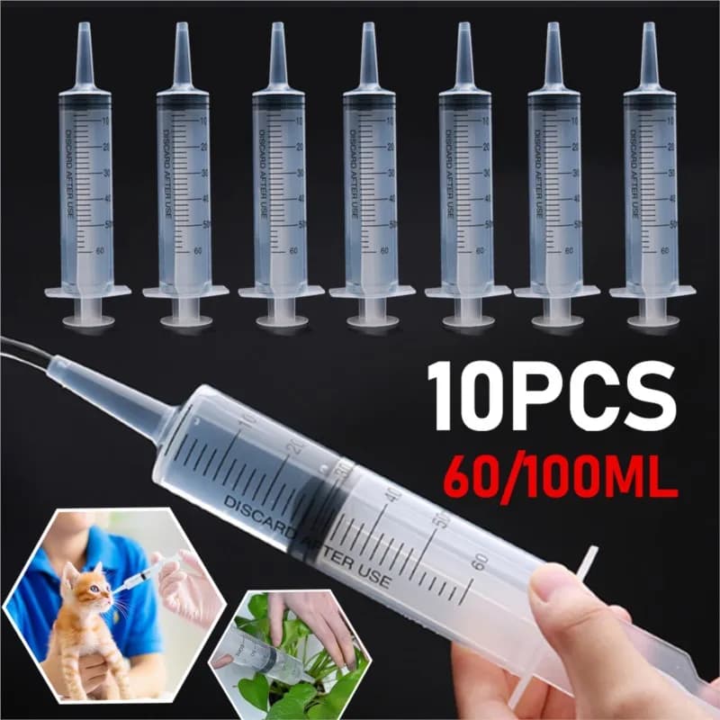 60ml 100ml Nutrient Syringe Plastic Reusable Measuring Liquid Glue Health Without Needle For Water Refilling Animal Food Feeding