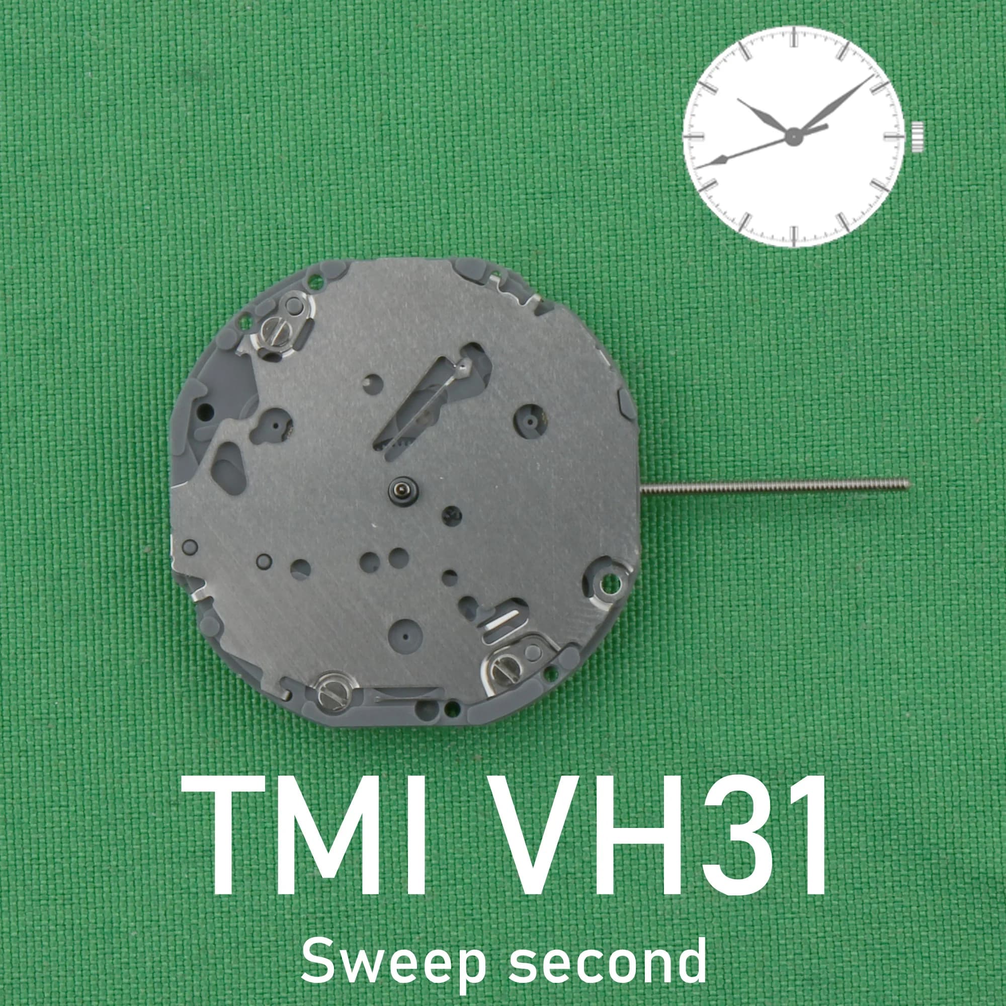 VH31 Sweep Second 3 Hands Japan Quartz Movement Tmi Time Module Movement Vh31b 110 ½ Ligne Quartz Movement Three Hands1/4 Cen