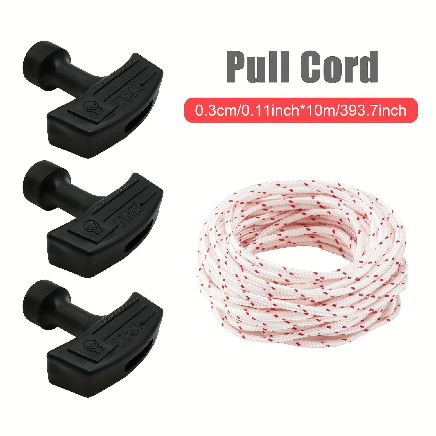 LUSQI Recoil Starter Rope 10m*3mm Pull Rope With 0/1/2/3 Starter Handles For Lawn Mower Engine Parts