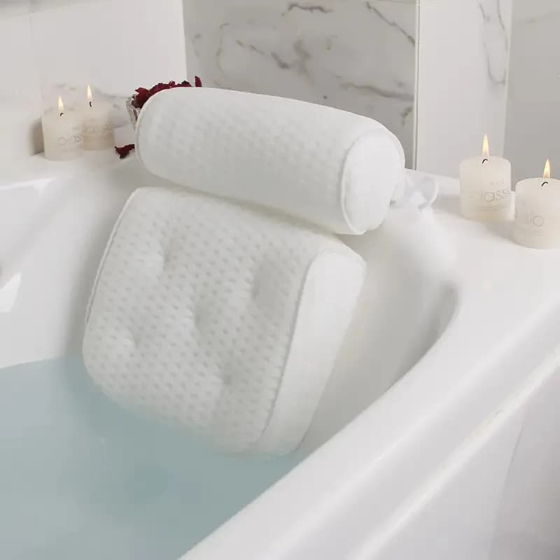  1 spa bathtub pillow with anti slip suction cups for neck and back support, bathtub/bathroom accessory
