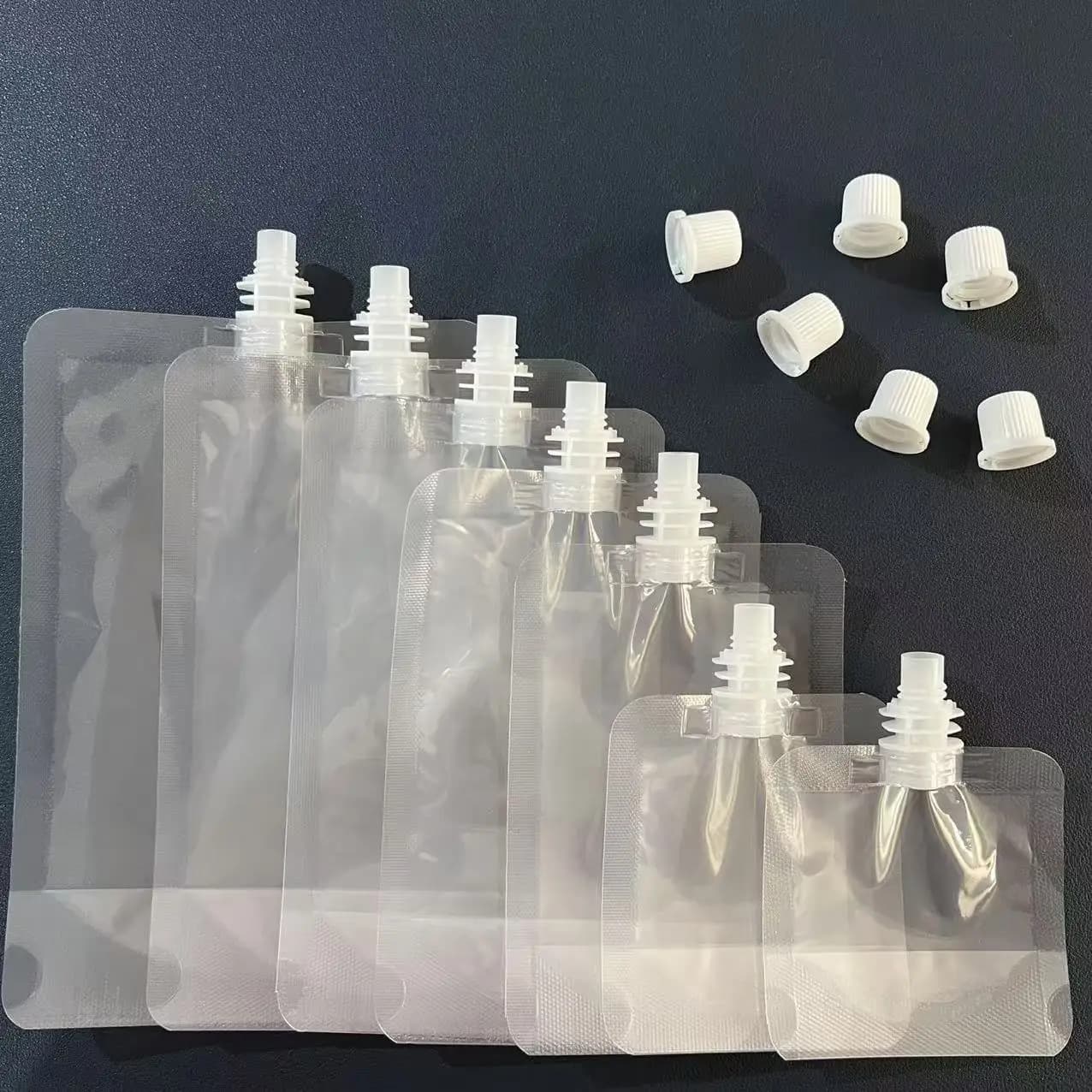 10Pcs 0.86Dia Stand Up Plastic Drink Bag Packaging Spout Pouch DIY Beverage Liquid Juice Milk Coffee Camping Outdoor Storage