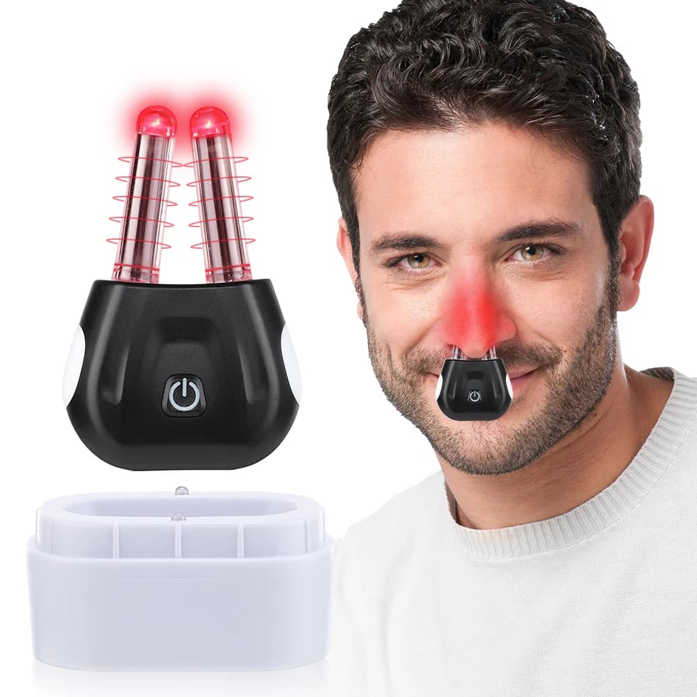 Smart Nasal Phototherapy Device Dual UV Sanitizing Base Red Light Infrared Therapy for Chronic Rhinitis/Itchy/Runny Nose Care
