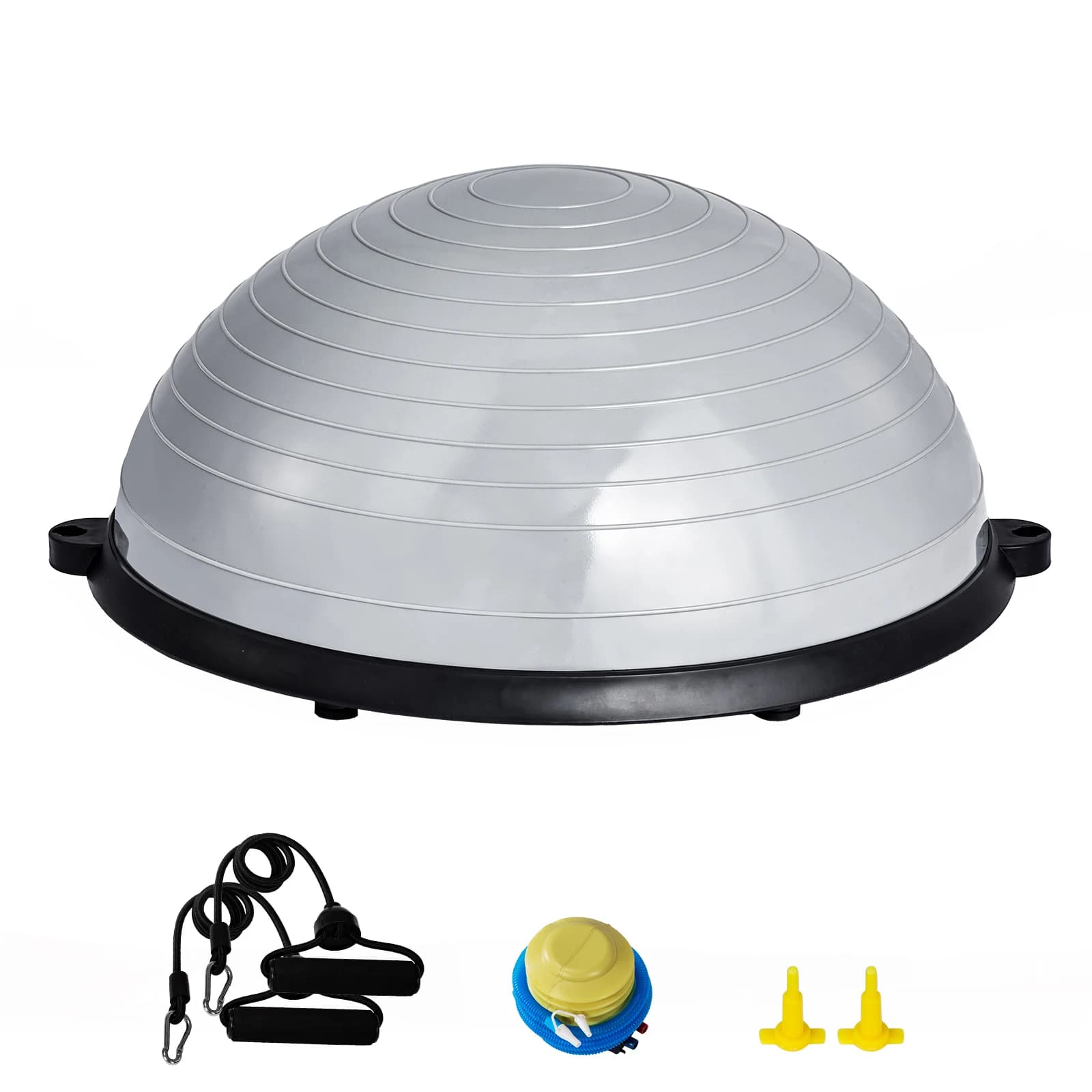 SucceBuy 23/26 inch Half Exercise Ball Trainer Balance Ball Trainer 660lbs Capacity Stability Ball Yoga Ball w/ Resistance Bands