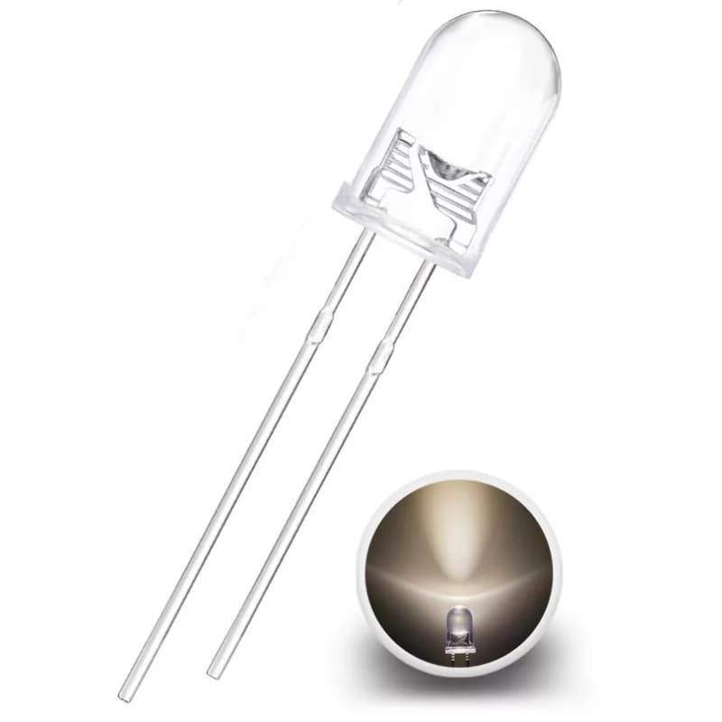 LED Dioda 5mm, Teplá bílá