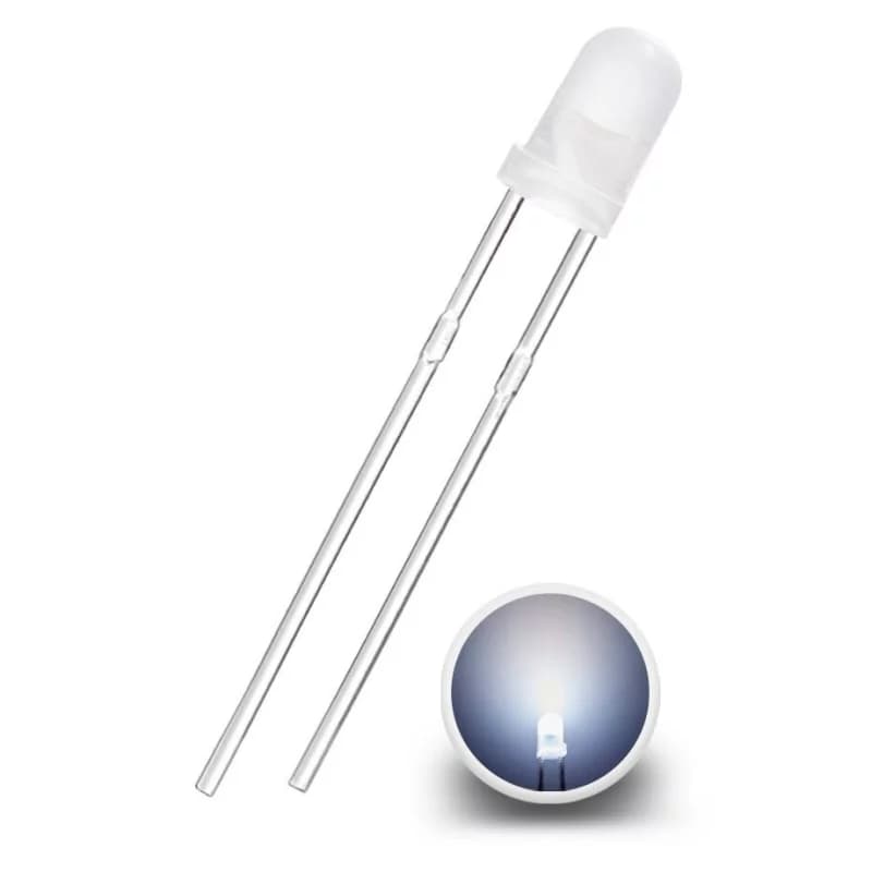 LED Dioda 3mm, Bílá difuzní