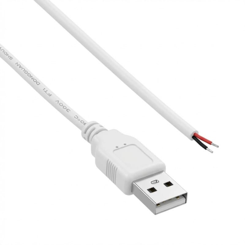 USB-A napájecí kabel 2pin, 100 cm - Bílá