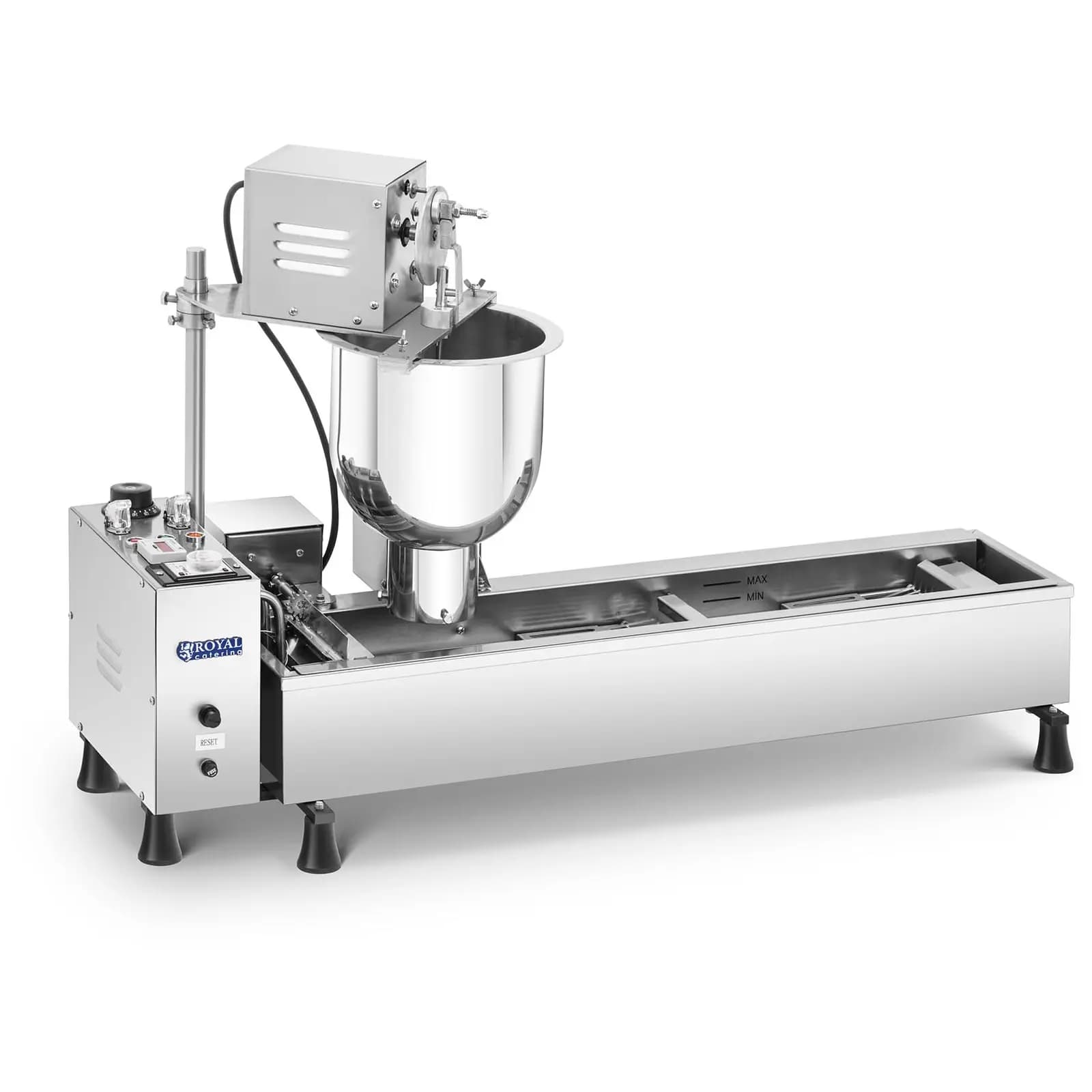 Stroj na donuty - 10 l - 3000 W - 450 koblih/h - vypouštěcí kohout - Royal Catering RCDM-3K