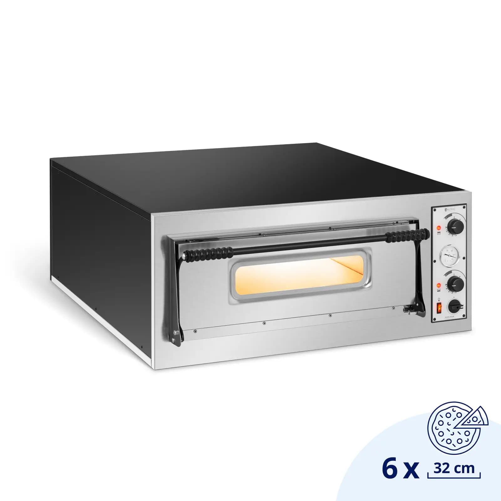 B-zboží Elektrická pec na pizzu - 6 x 32 cm - 1 komora - 7200 W - 400 V - manuální - Royal Catering RC-POB6