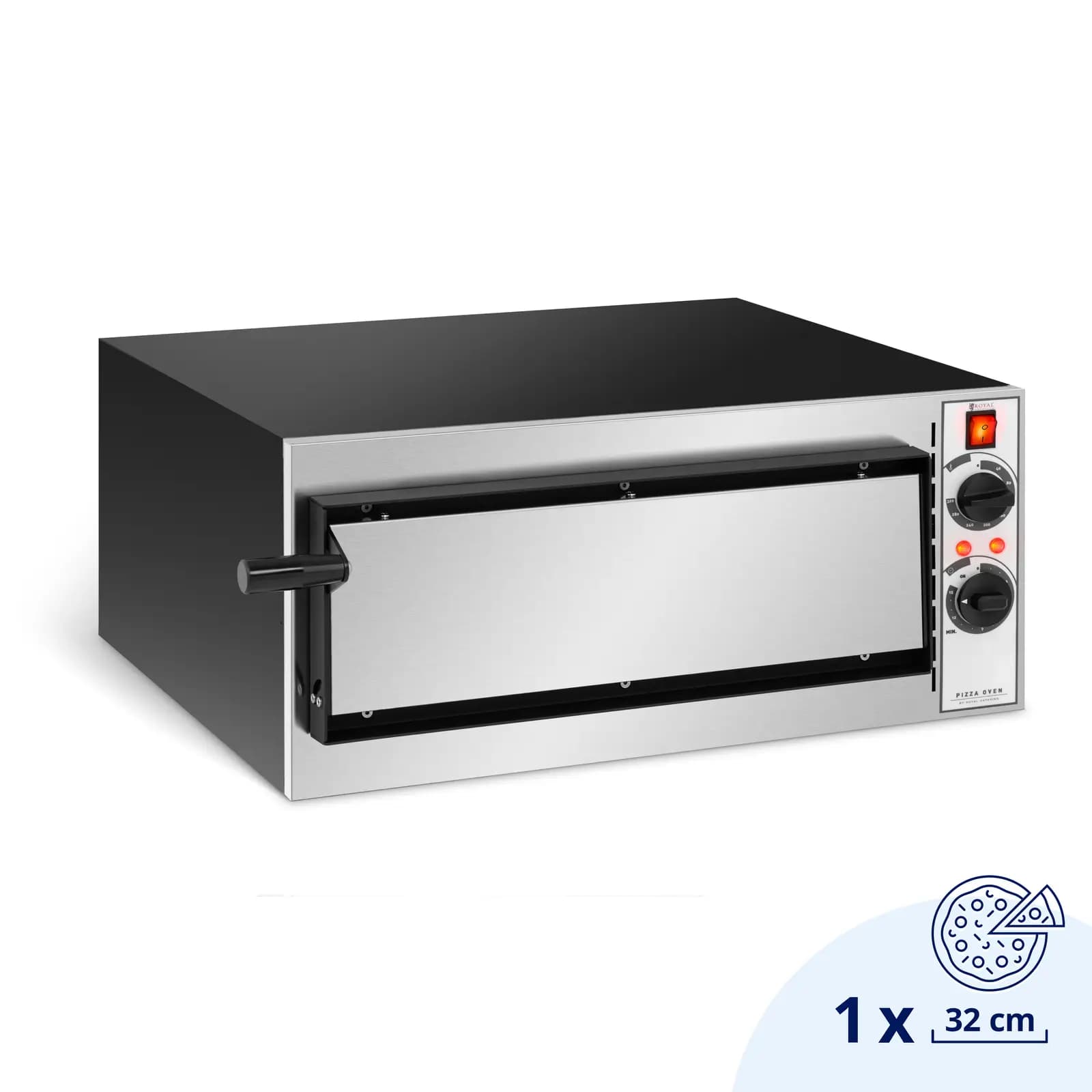 B-zboží Elektrická pec na pizzu - 1 x 32 cm - 1 komora - 1600 W - 230 V - manuální - Royal Catering RC-POB140
