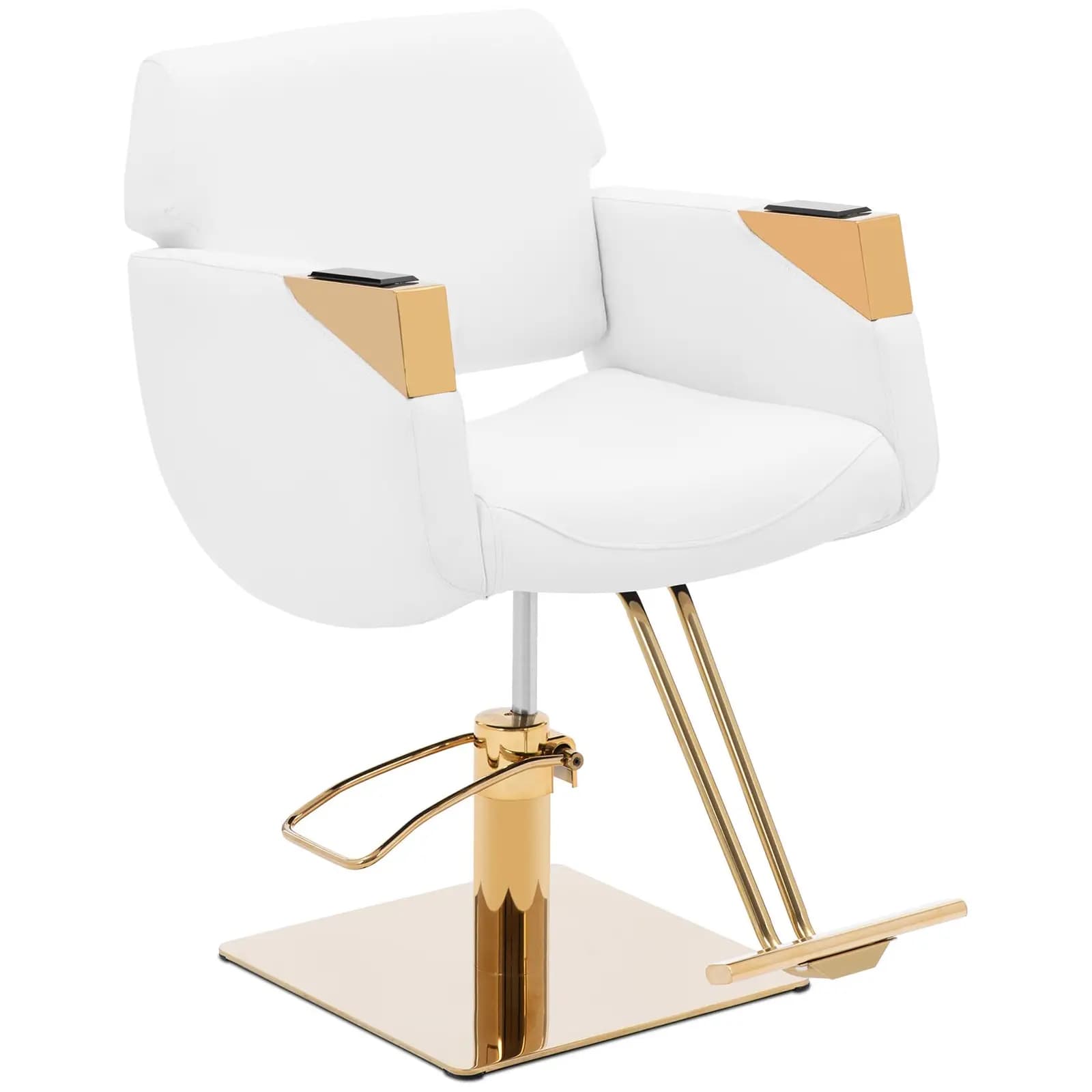 physa Kadeřnické křeslo s podnožkou - 470–630 mm - 200 kg - bílá/zlatá PHYSA PENRYN WHITE & GOLD
