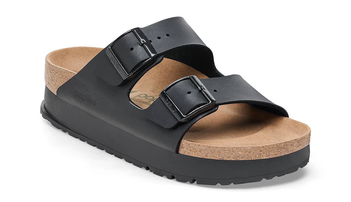 Birkenstock Arizona PAP Flex Platform Birko-Flor Narrow Fit Black Ženy - Sandály Birkenstock - Černá - 1027395-4.5 - Size: 4.5