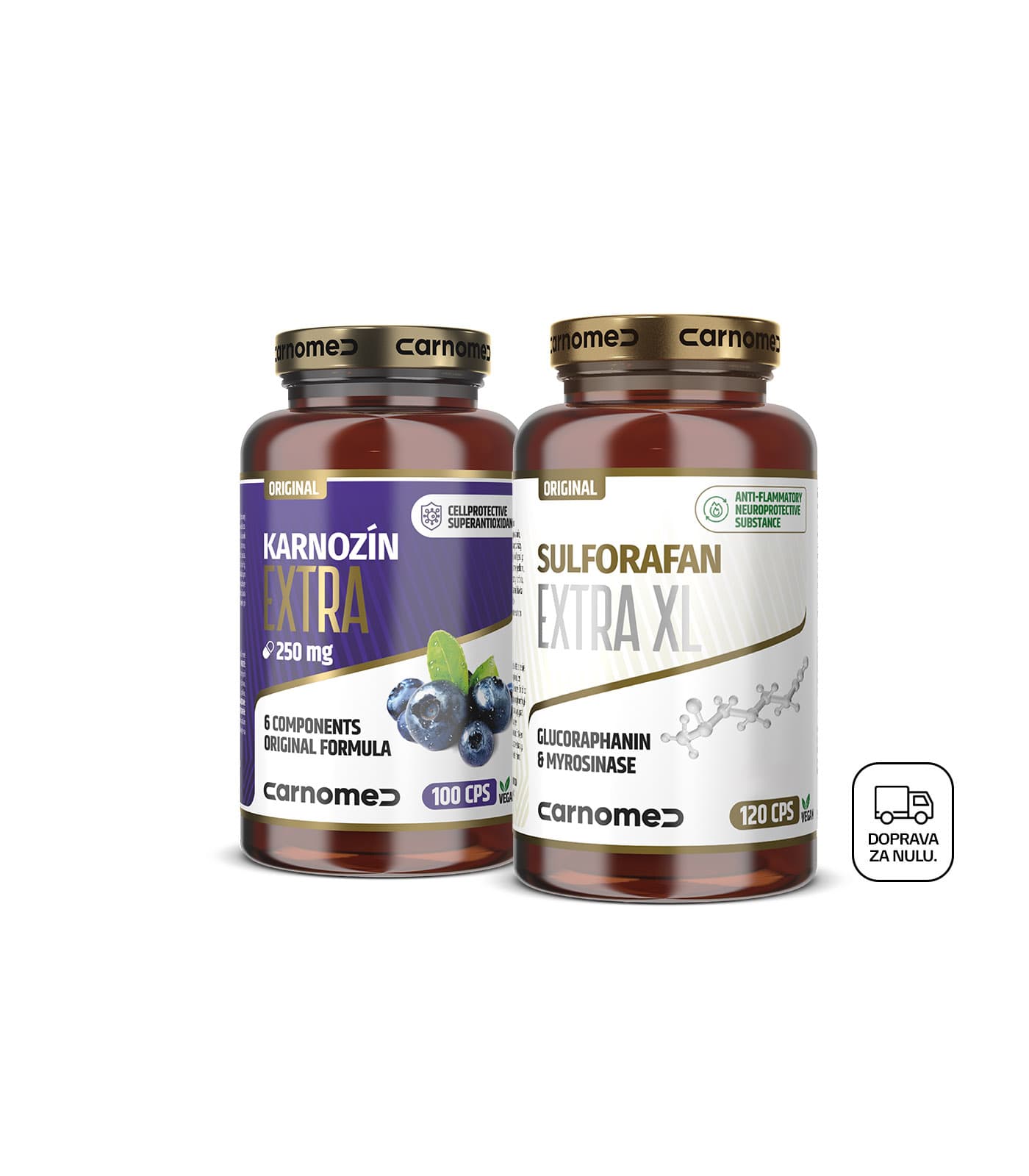 Sulforafan EXTRA XL 120 cps + Karnozín EXTRA Pure&Strong 250 mg 100 cps