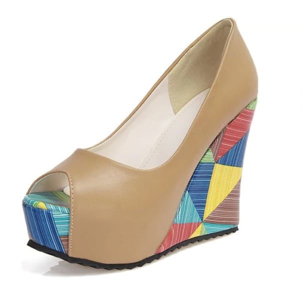 Dámské klínové lodičky Jane khaki 36