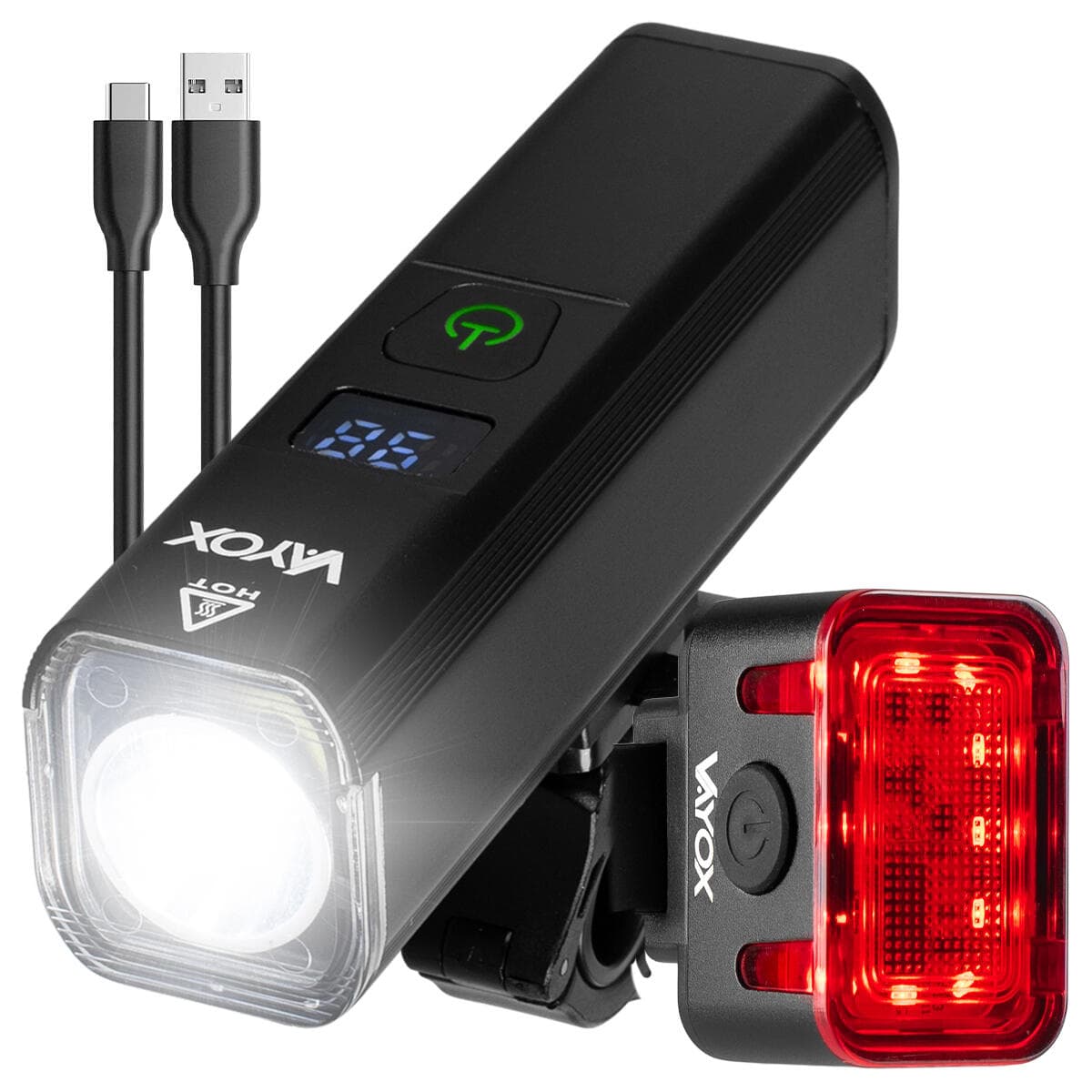 VAYOX Sada cyklistických světel VA0071 + VA0152 přední a zadní USB-C