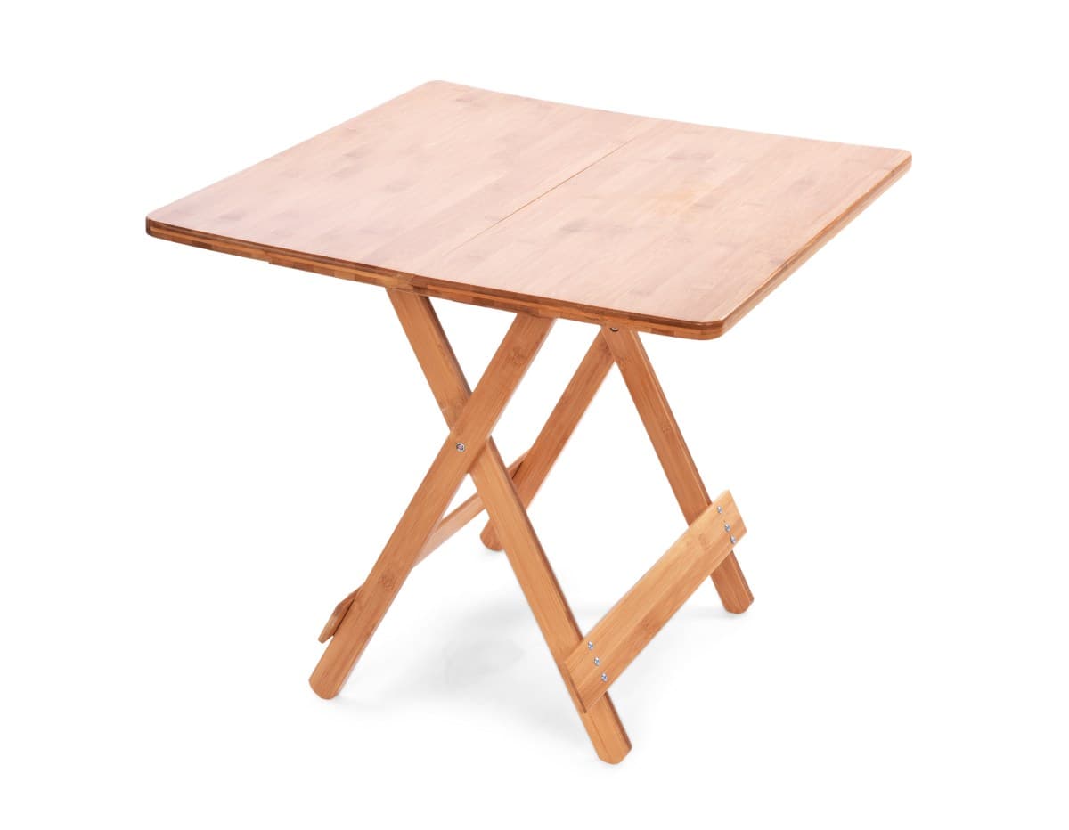 GoEco® | Skládací bambusový stolek s rukojetí pro snadné přenášení | výška 54 cm