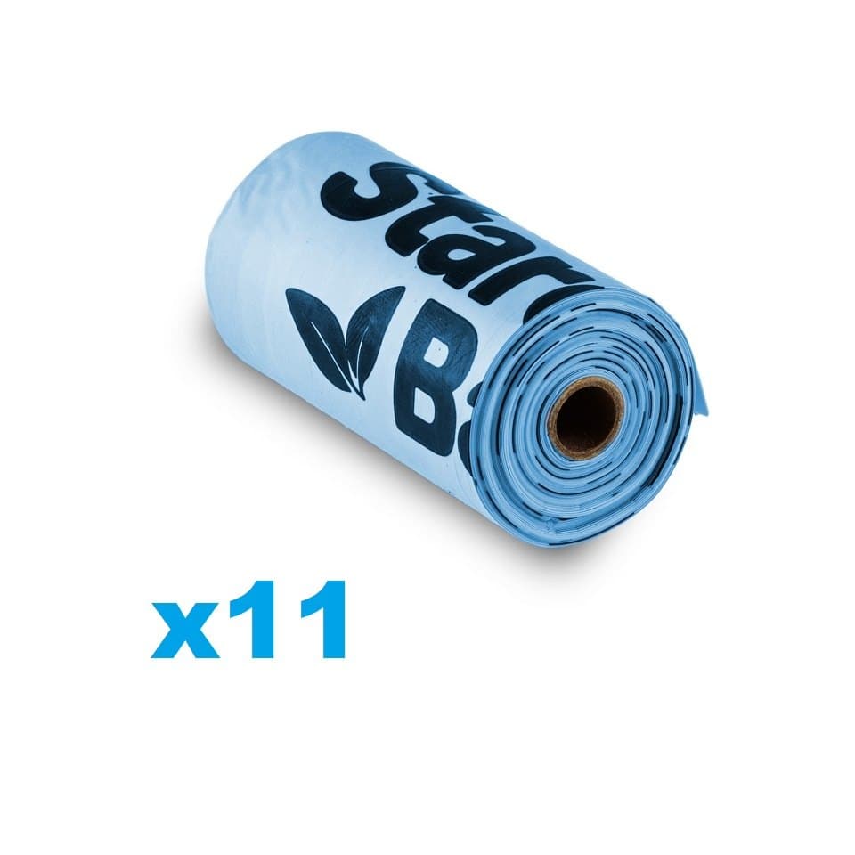STARCH BAG BIO sáčky na exkrementy 11 rolí x 15 ks., modré