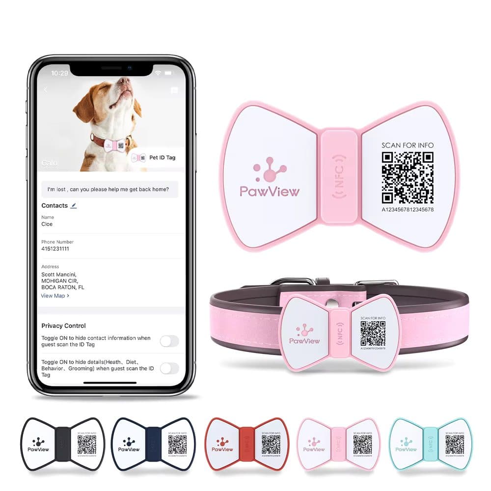 PawView chytrá známka pro psy pánský motýlek - růžová | P54838